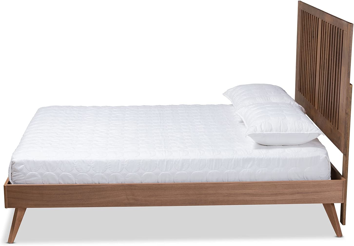 Baxton Studio Takeo Mid-Century Modern Transitional Ash Walnut Finished Wood Queen Size Platform Bed