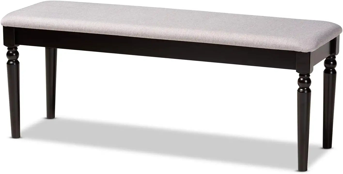 Baxton Studio Giovanni Modern and Contemporary Grey Fabric Upholstered and Dark Brown Finished Wood Dining Bench