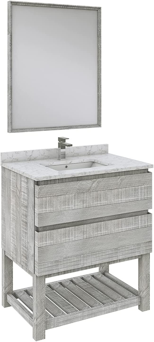 Fresca Formosa 30&#34; Floor Standing Modern Bathroom Vanity w/Open Bottom &amp; Mirror in Ash