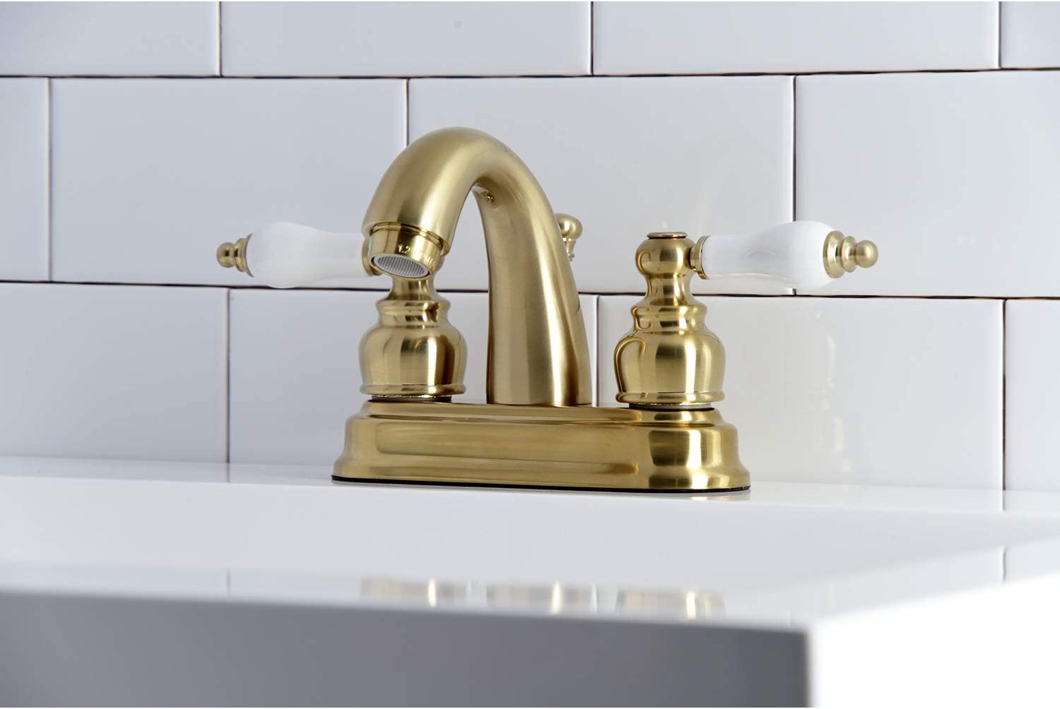 Kingston Brass KB5617PL Restoration 4-Inch Centerset Bathroom Faucet, Brushed Brass