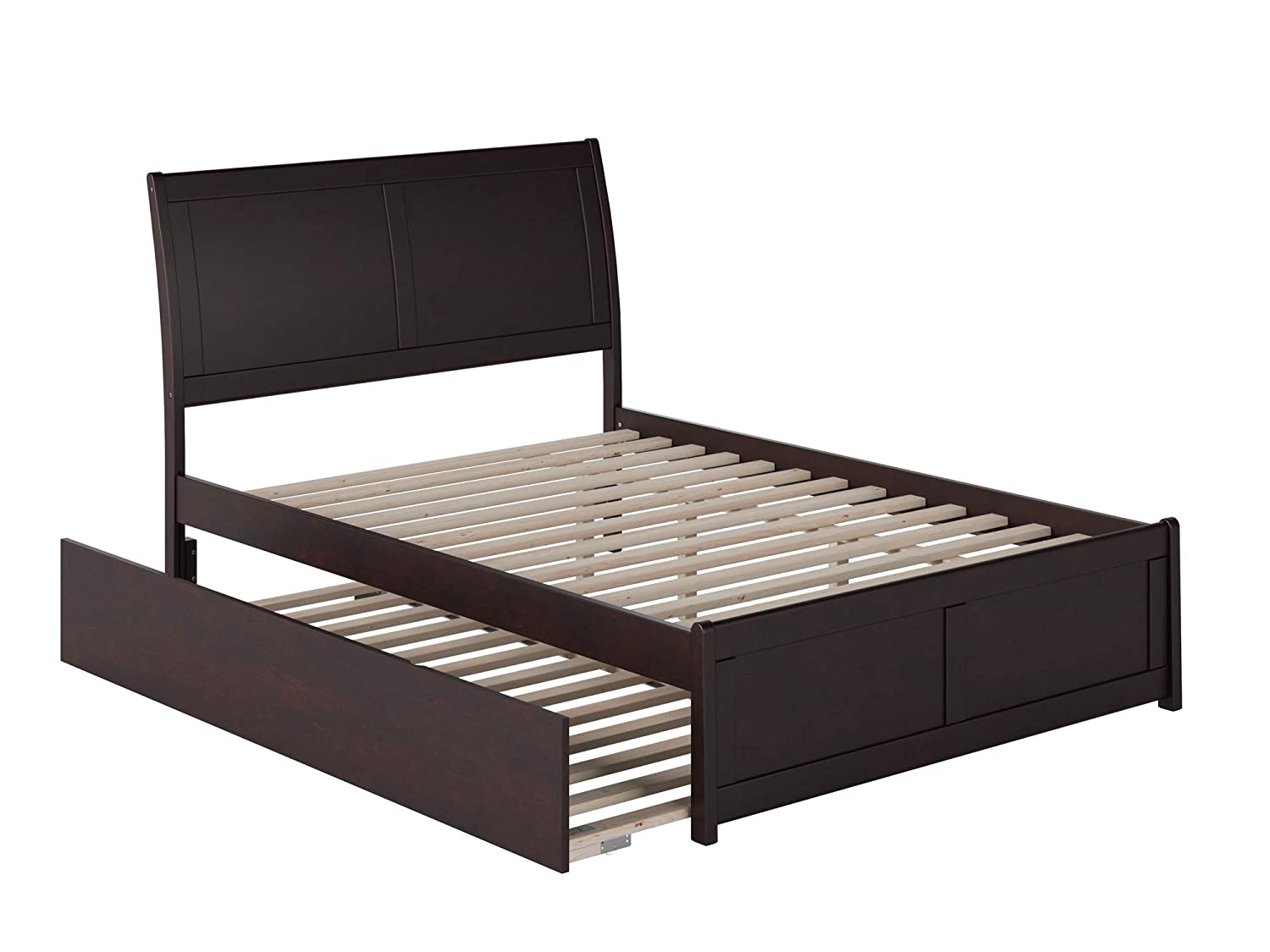 AFI Portland Platform Bed with Matching Footboard and Turbo Charger with Twin Size Urban Trundle, Full, Espresso