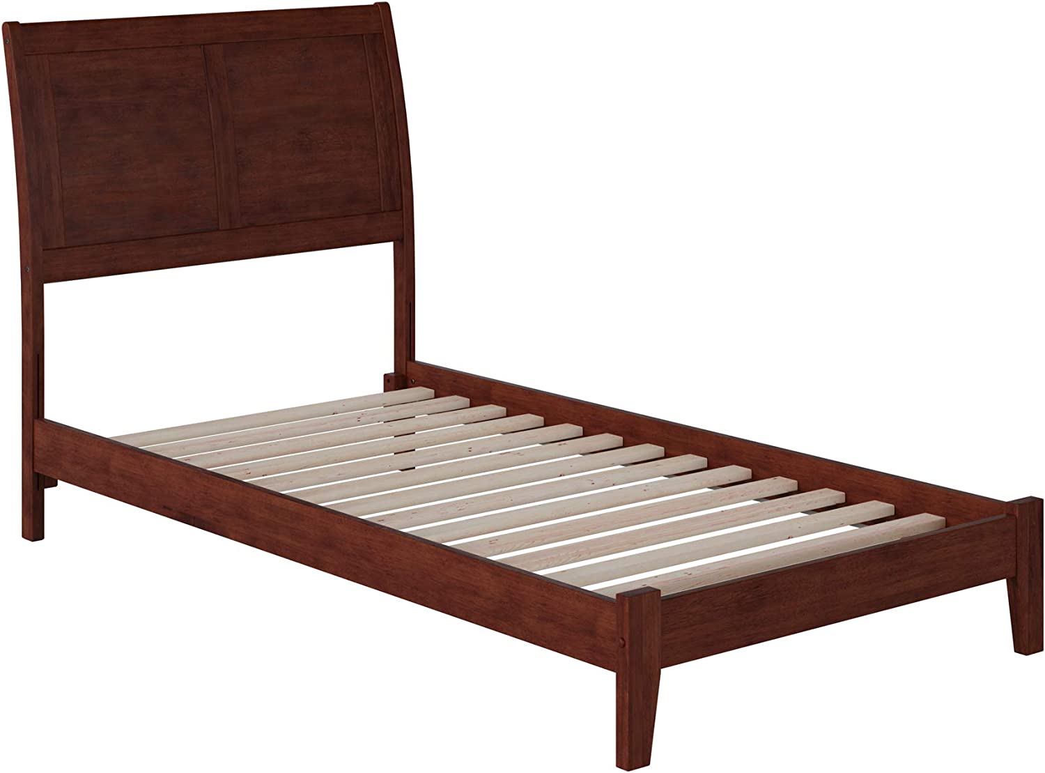 AFI Portland Platform Bed with Open Footboard and Turbo Charger, Twin, Walnut