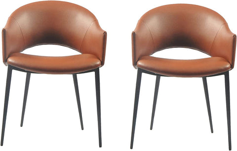 Puff Paste Harmony Cognac Simily Upholstery Dining Chair with Conic Legs (Set of 2)