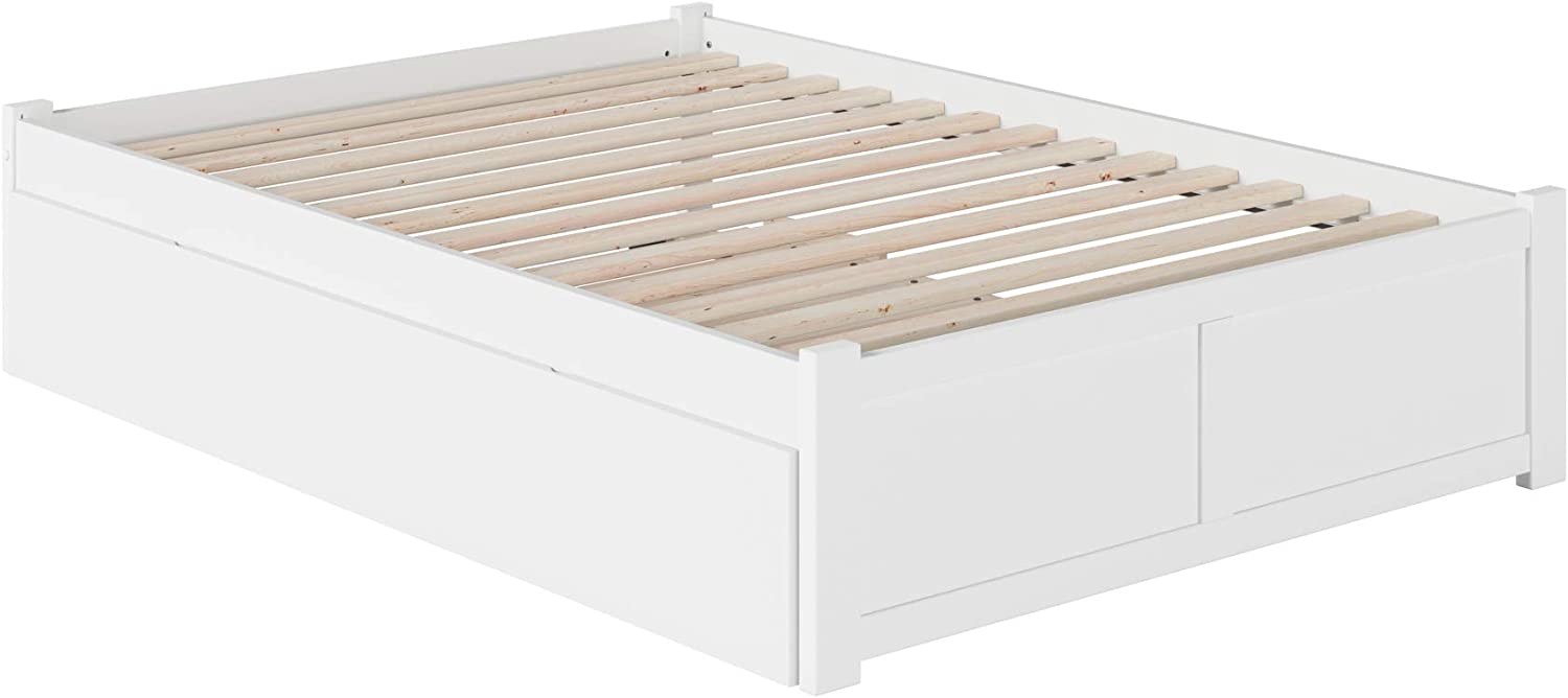 AFI Concord Platform Flat Panel Foot Board and Full Size Urban Trundle Bed, White