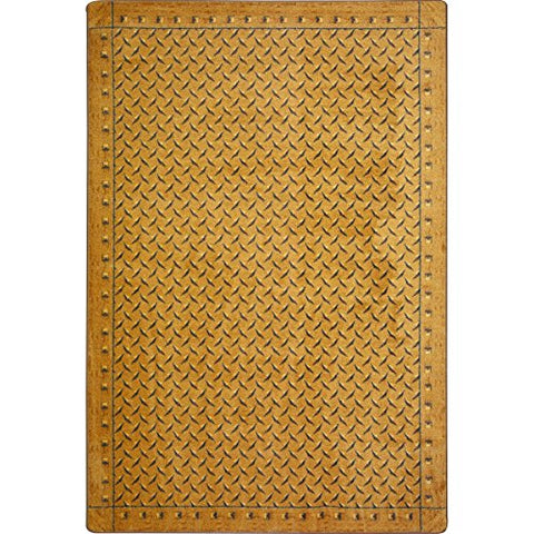 Joy Carpets Kaleidoscope Diamond Plate Whimsical Area Rugs, 92-Inch by 129-Inch by 0.36-Inch, Gold
