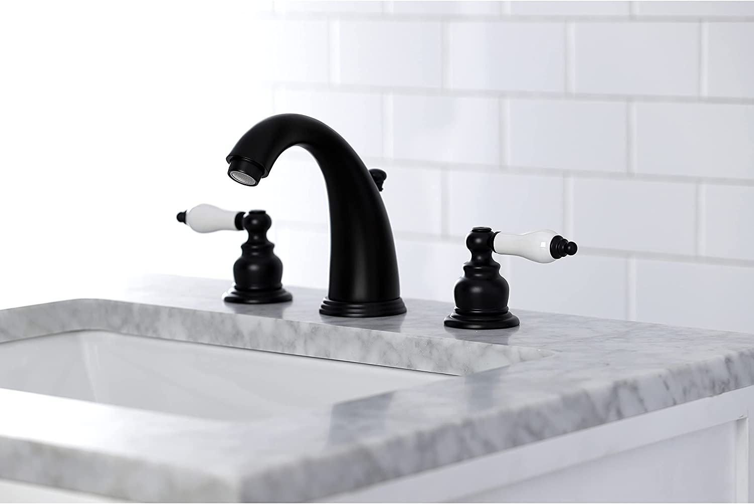 Kingston Brass KB980PL Victorian Widespread Bathroom Faucet, Matte Black