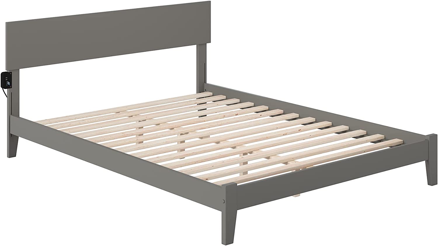 AFI Orlando Platform Bed with Open Footboard and Turbo Charger, King, Grey