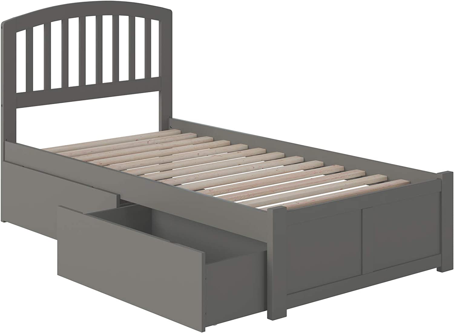 AFI Richmond Platform Flat Panel Footboard and Turbo Charger with Urban Bed Drawers, Twin XL, Grey