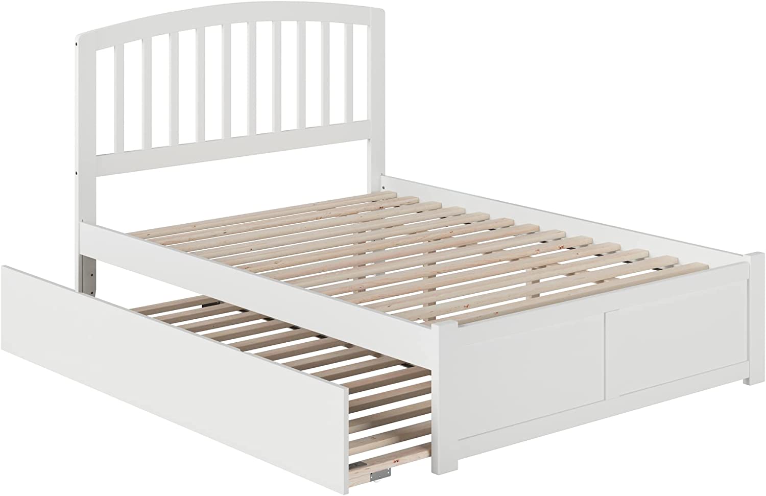 AFI Richmond Platform Bed with Flat Panel Footboard and Turbo Charger with Twin Size Urban Trundle, Full, White