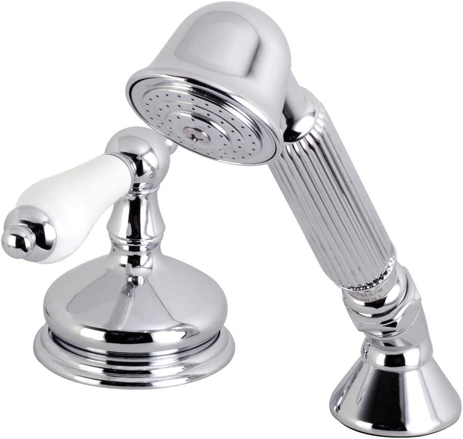 Kingston Brass KSK3331PLTR Deck Mount Hand Shower with Diverter for Roman Tub Faucet, Polished Chrome