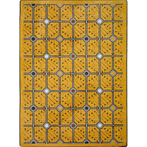 Joy Carpets Kaleidoscope Electrode Whimsical Area Rugs, 92-Inch by 129-Inch by 0.36-Inch, Gold