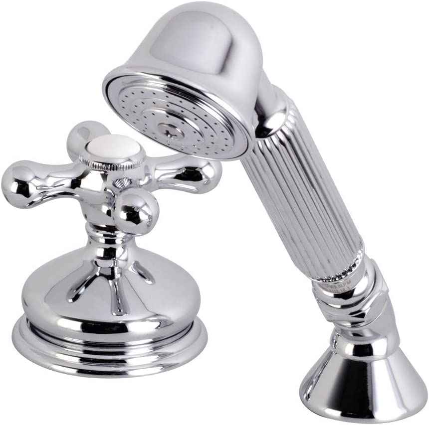 Kingston Brass KSK3331AXTR Deck Mount Hand Shower with Diverter for Roman Tub Faucet, Polished Chrome