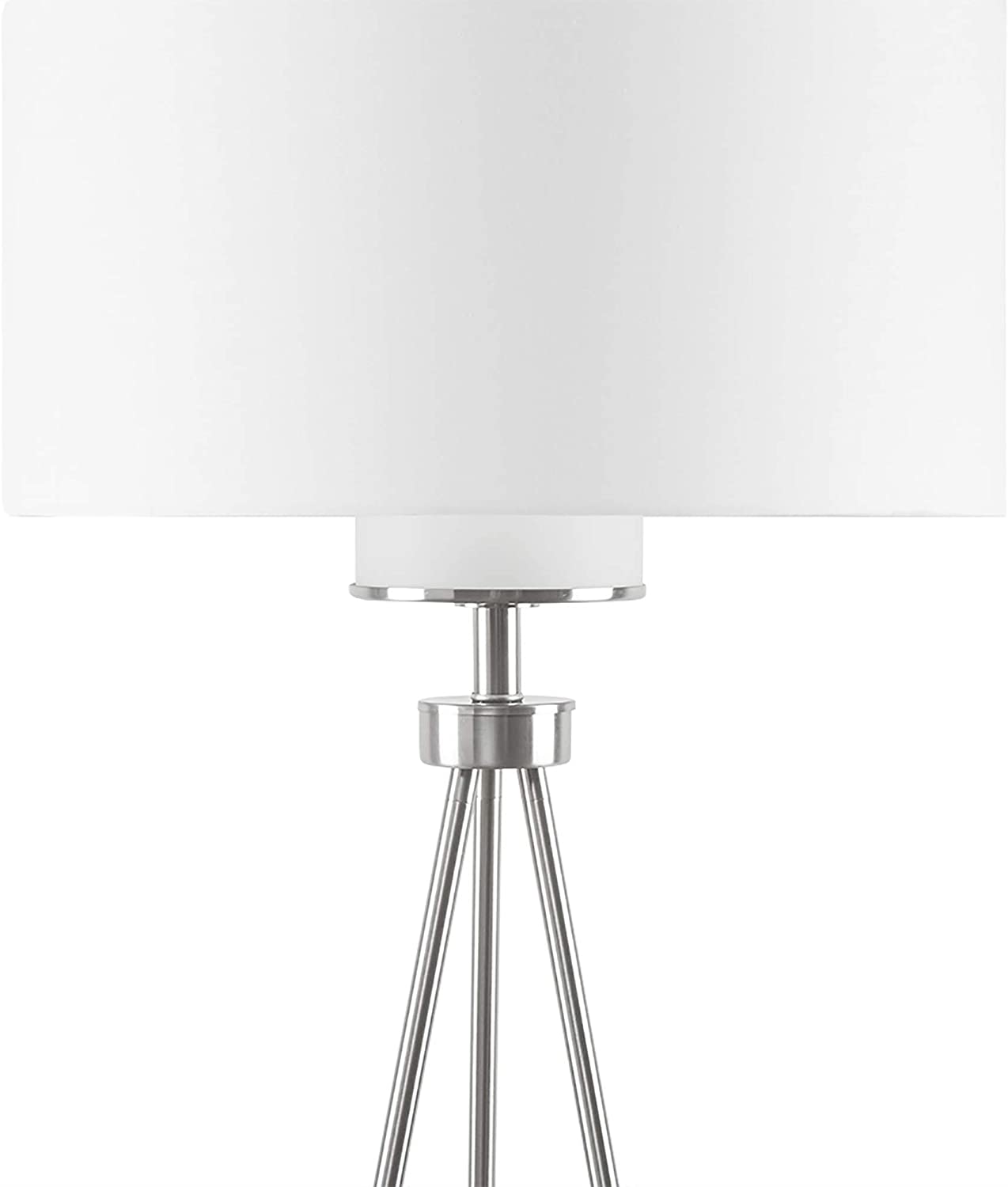 INK+IVY II154-0091 Pacific Floor Lamp-Modern Luxe Accent Furniture D√É∆í√Ç¬©cor Lighting for Living Room Metal Post Silver Tripod Uplight, Grey Round Shades, 64.5&#34; Tall