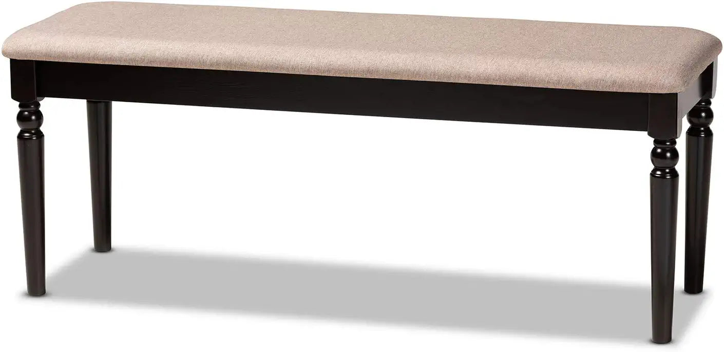 Baxton Studio Giovanni Modern and Contemporary Sand Fabric Upholstered and Dark Brown Finished Wood Dining Bench