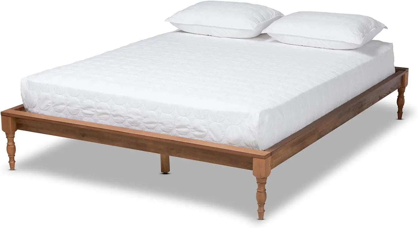 Baxton Studio Romy Vintage French Inspired Ash Wanut Finished Queen Size Wood Bed Frame