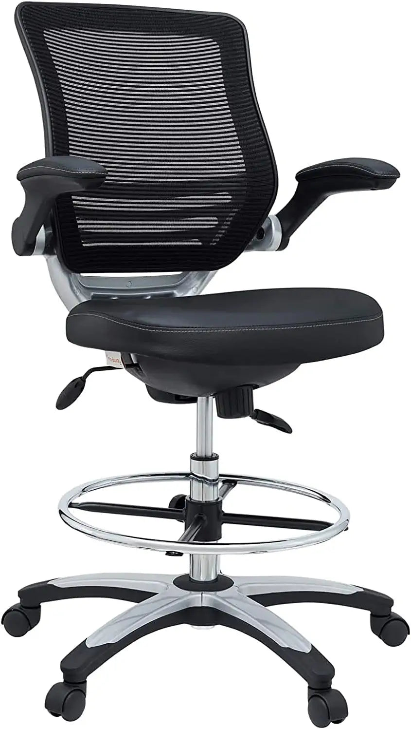 Modway EEI-211 Edge Drafting Chair - Reception Desk Chair - Flip-Up Arm Drafting Chair in Gray