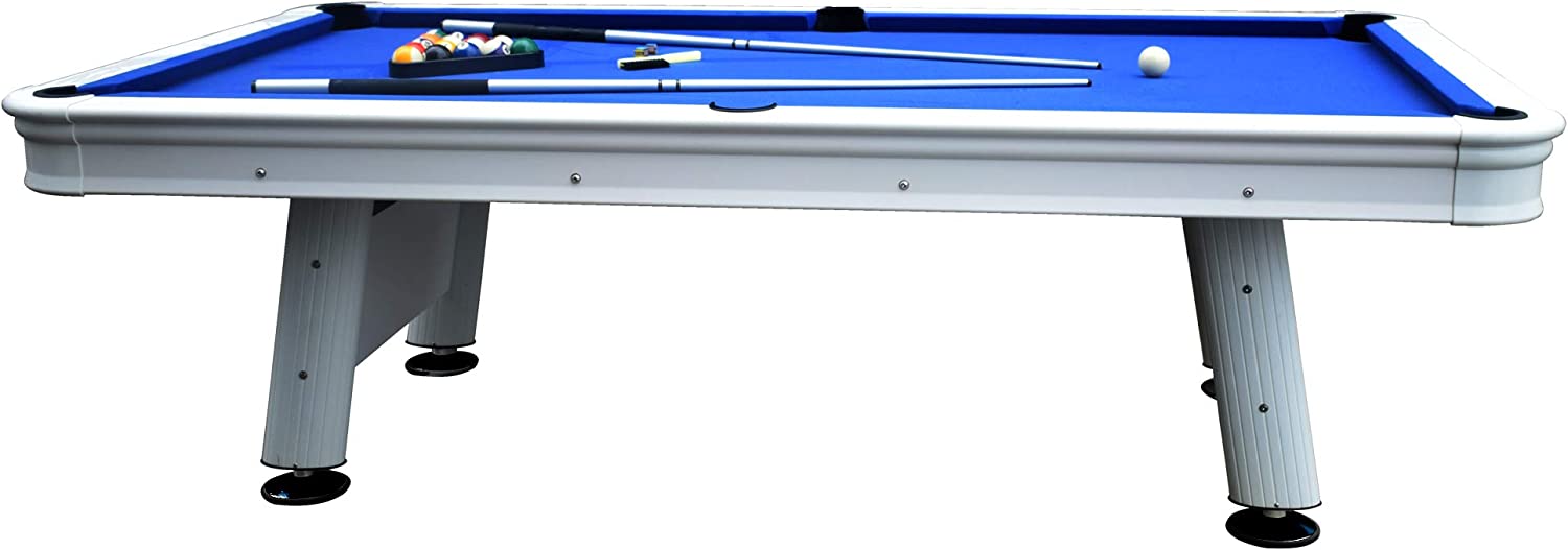 Hathaway Alpine 8-ft Outdoor Pool Table with Aluminum Frame and Waterproof, UV-Resistant Felt - Includes Accessories, White