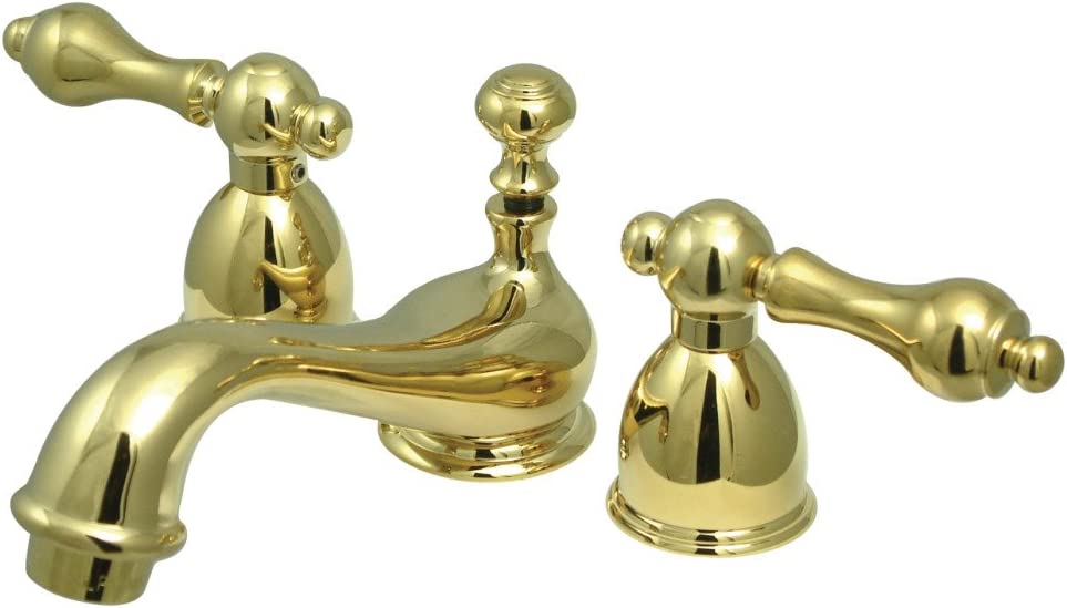 Kingston Brass KS3958AL Restoration Mini Widespread Lavatory Faucet with Metal lever handle, Brushed Nickel