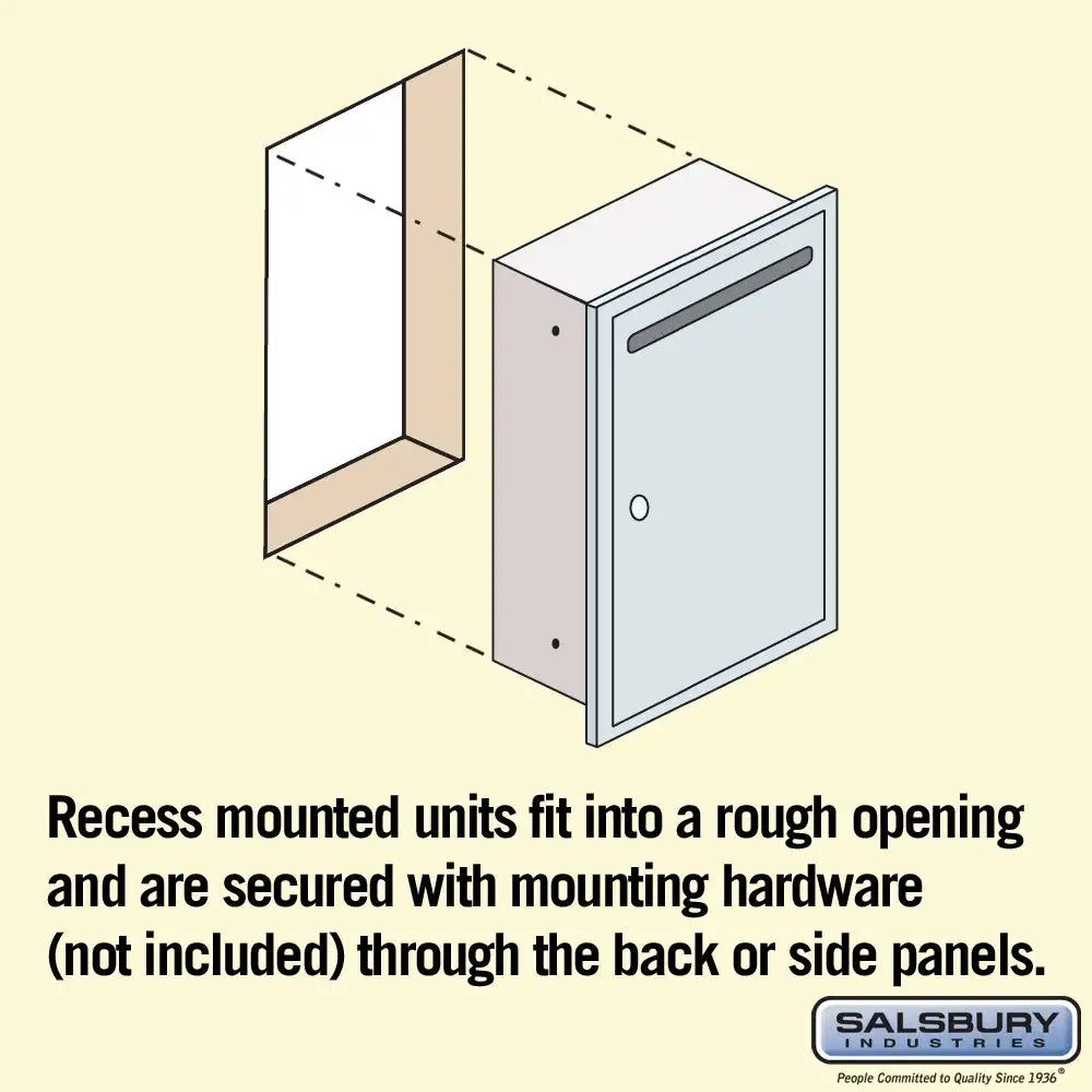 Salsbury Industries 2265AP Slim Recessed Mounted Letter Box with Commercial Lock, Private Access, Aluminum