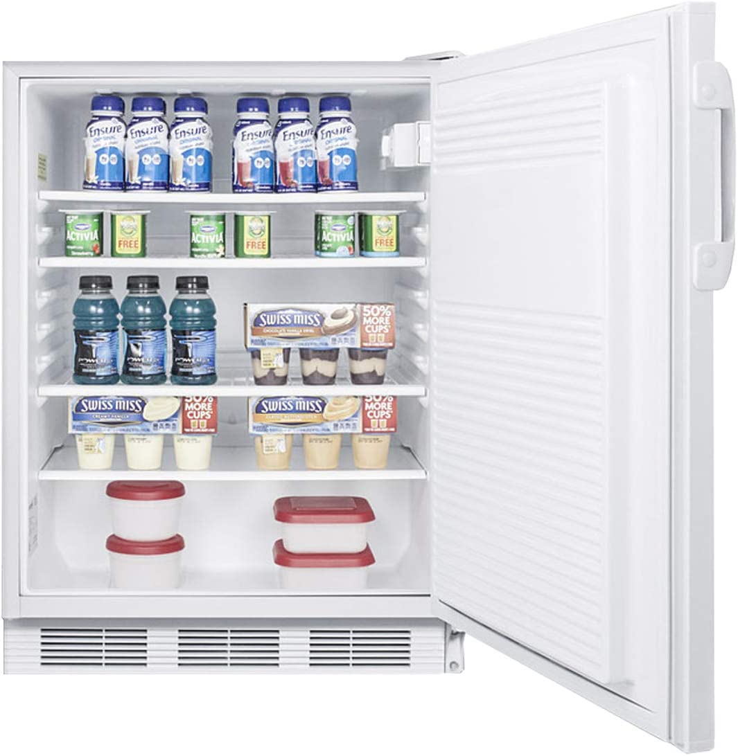 Summit Appliance FF7LWADA Accucold Commercial All-Refrigerator, ADA Compliant, 24&#34; Wide, Factory-installed Lock, Automatic Defrost, Hidden Evaporator, Adjustable Shelves, 5.5 cu.ft Capacity