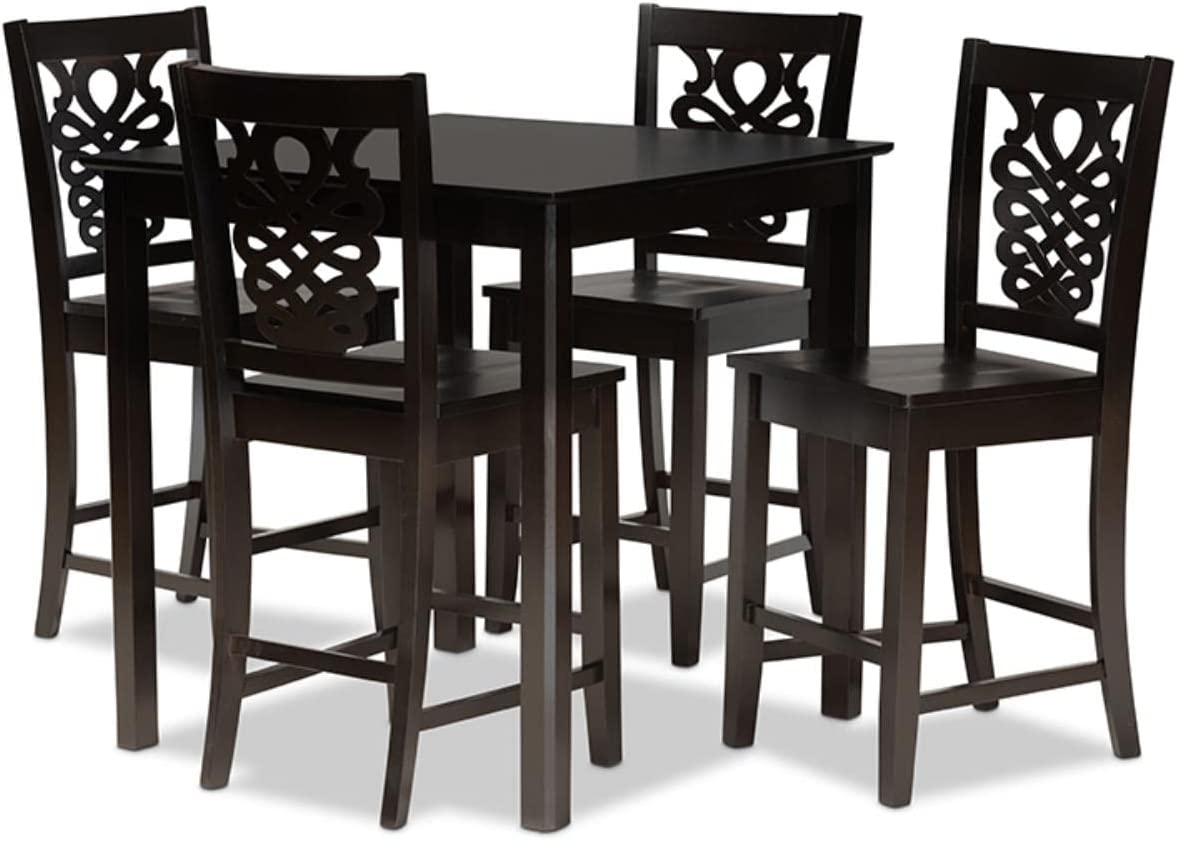 Baxton Studio Gervais Modern and Contemporary Transitional Dark Brown Finished Wood 5-Piece Pub Set