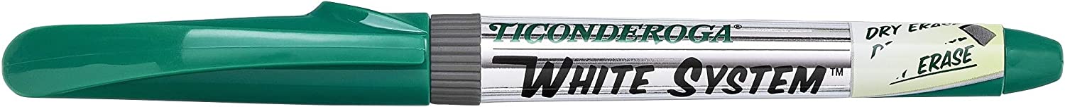Ticonderoga White System Dry Erase Marker, Low Odor, Fine Tip, Green, 12-Pack (93004)