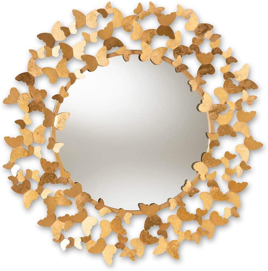 Baxton Studio Soleil Modern and Contemporary Antique Gold Finished Butterfly Accent Wall Mirror