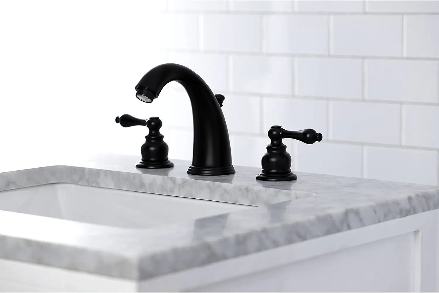 Kingston Brass KB980AL Victorian Widespread Bathroom Faucet, Matte Black