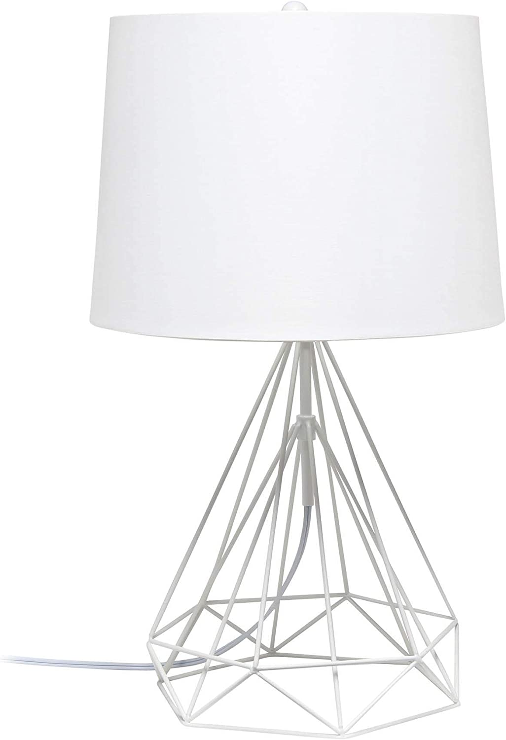 Lalia Home Decorative Geometric White Matte Wired Table Lamp with Fabric Shade