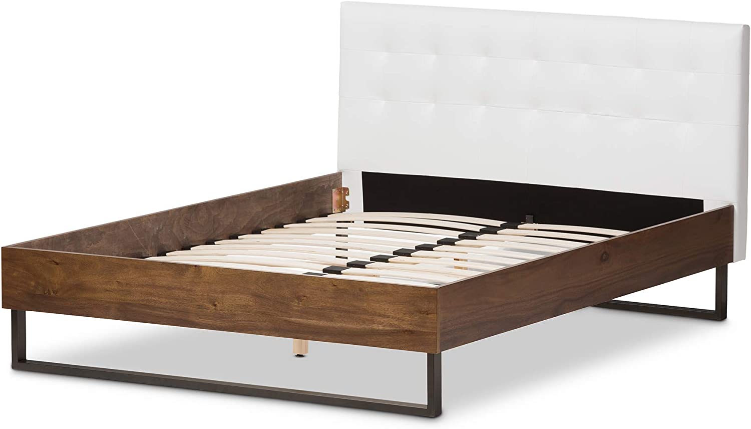 Baxton Studio Mitchell Faux Leather Queen Platform Bed in White