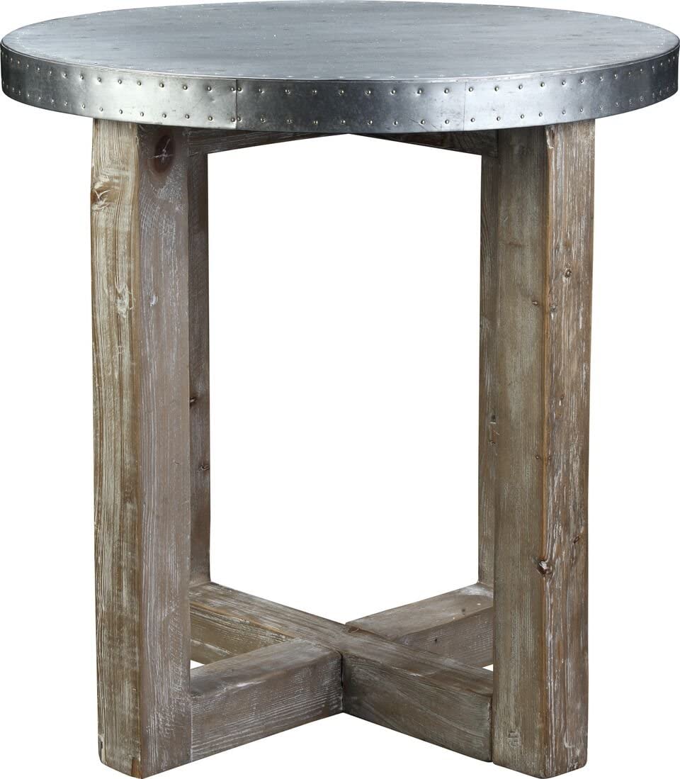 Burnham Home Murray Side Table, Natural, Zinc Top