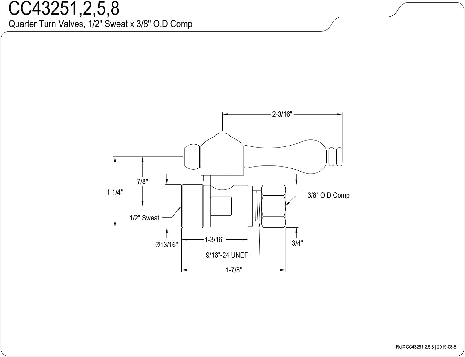 Kingston Brass CC43255 Vintage 1/2-Inch Sweat 3/8-Inch O.D. Comp Straight Shut-Off Valve, Oil Rubbed Bronze