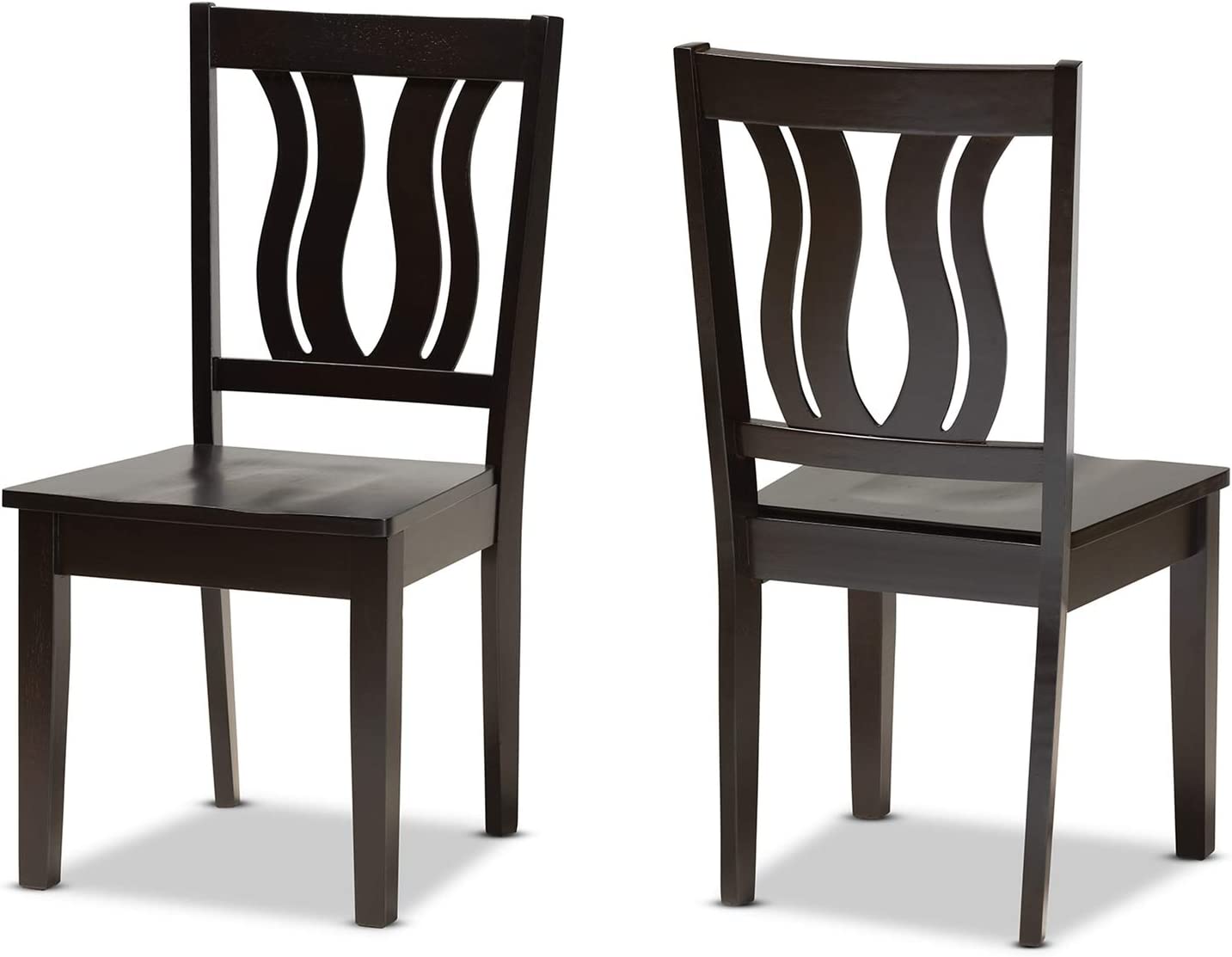 Baxton Studio Fenton Modern and Contemporary Transitional Dark Brown Finished Wood 2-Piece Dining Chair Set