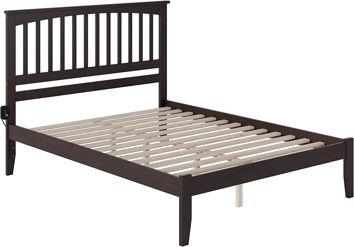 AFI Mission Platform Bed with Open Footboard and Turbo Charger, Espresso