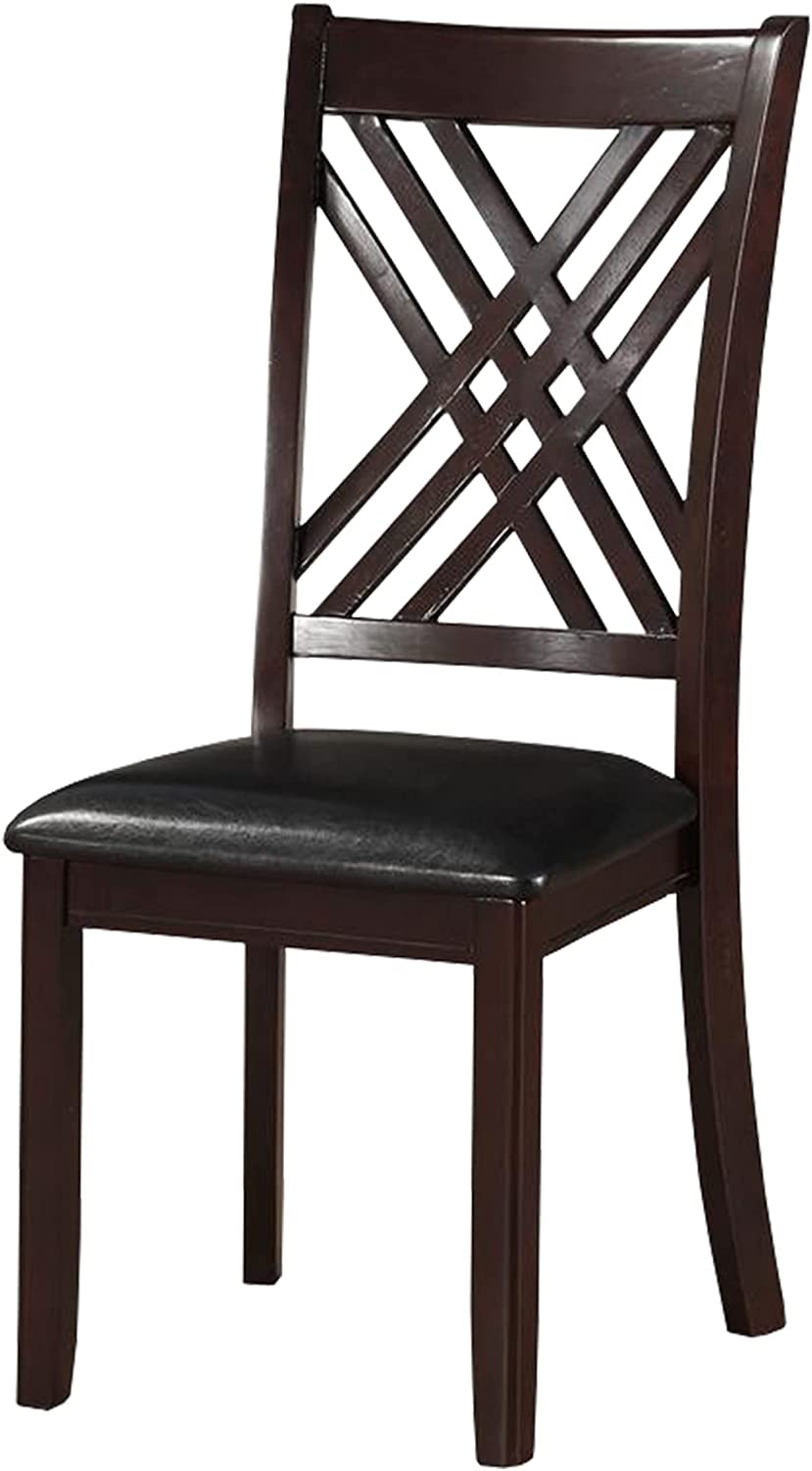 Acme Furniture Side Chair, Black PU &amp; Espresso