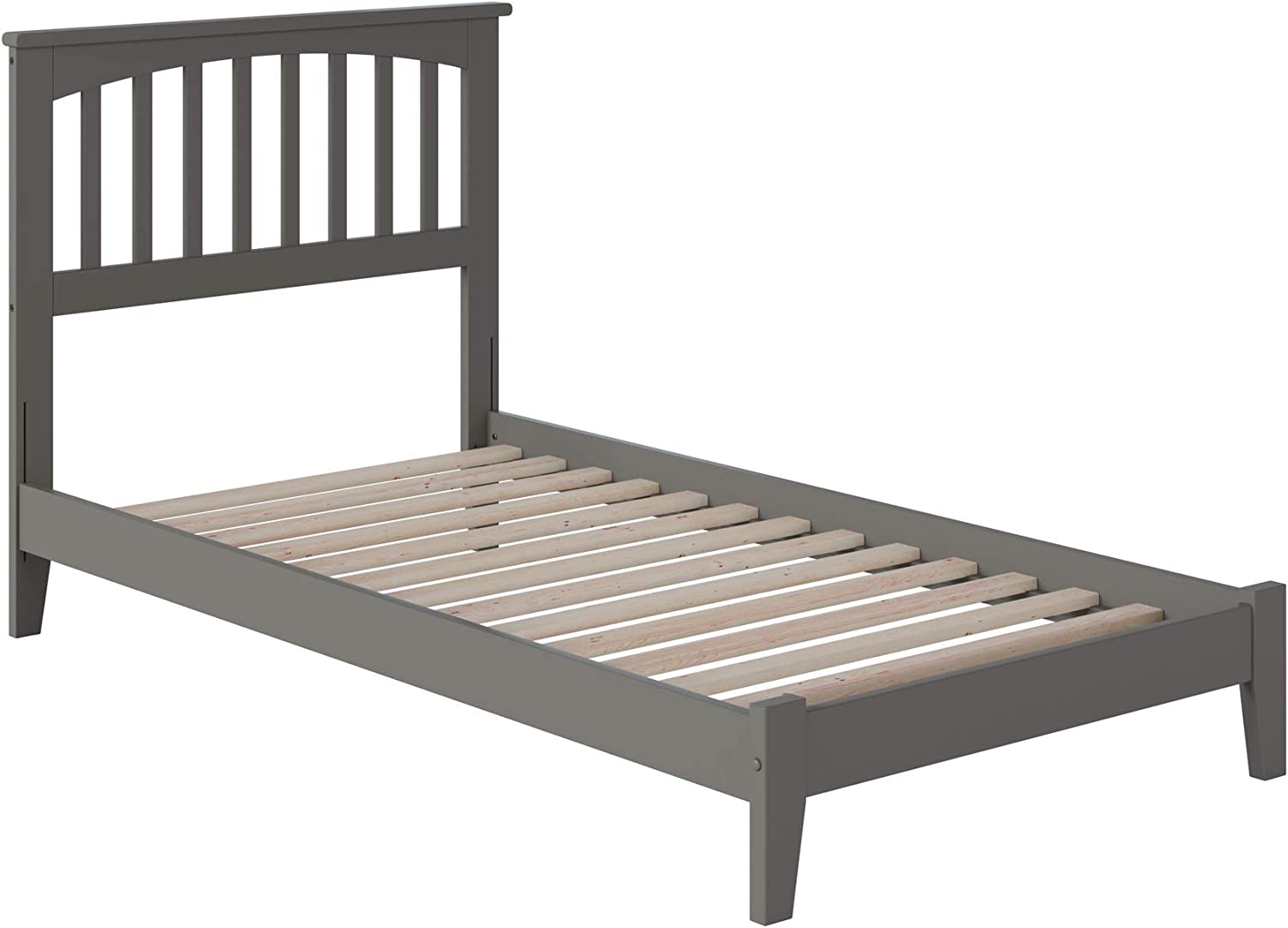 Mission Twin Extra Long Platform Bed with Open Footboard and Turbo Charger in Grey