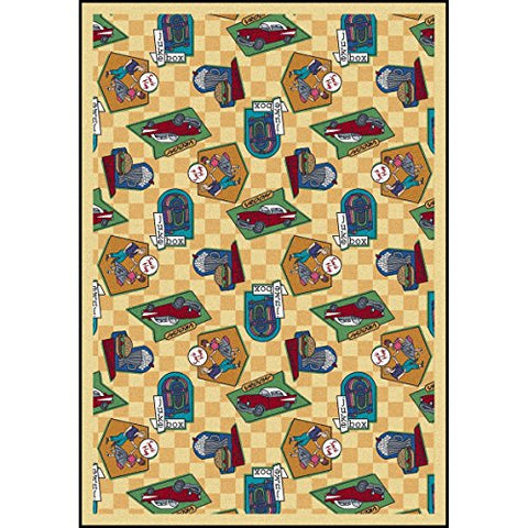 Joy Carpets Kaleidoscope Fabulous Fifties Whimsical Area Rugs, 46-Inch by 64-Inch by 0.36-Inch, Gold