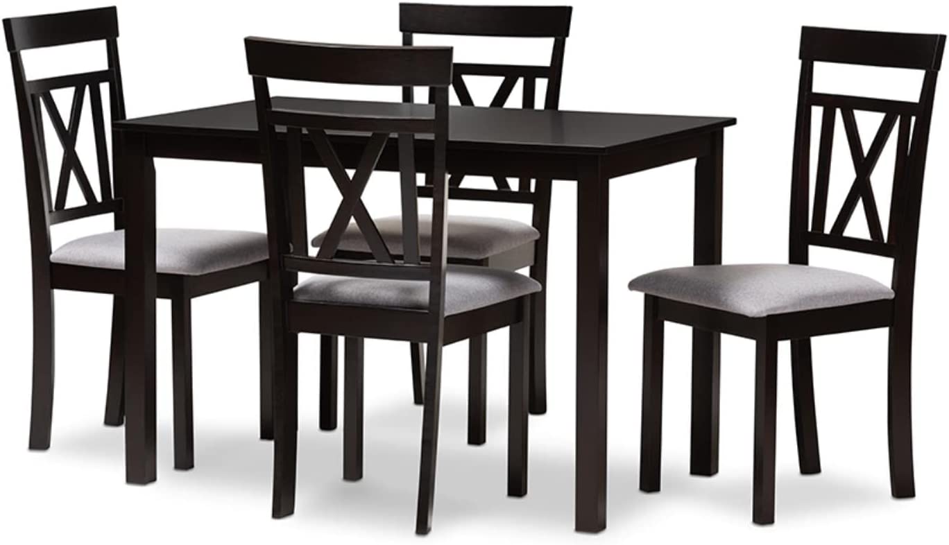 Baxton Studio Rosie Modern and Contemporary Fabric Upholstered 5-Piece Dining Set