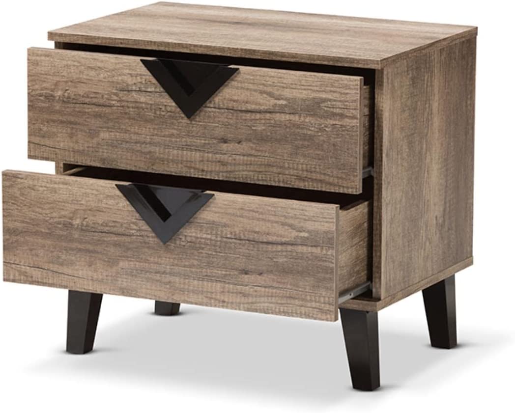 Baxton Studio Swanson Modern and Contemporary Light Brown Wood 2-Drawer Nightstand