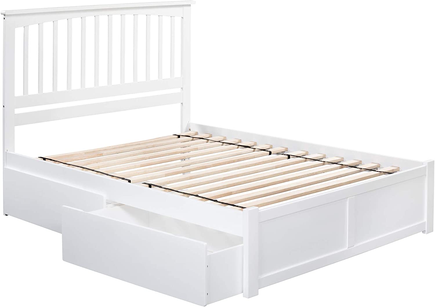 AFI Mission Platform Flat Panel Footboard and Turbo Charger with Urban Bed Drawers, Queen, White