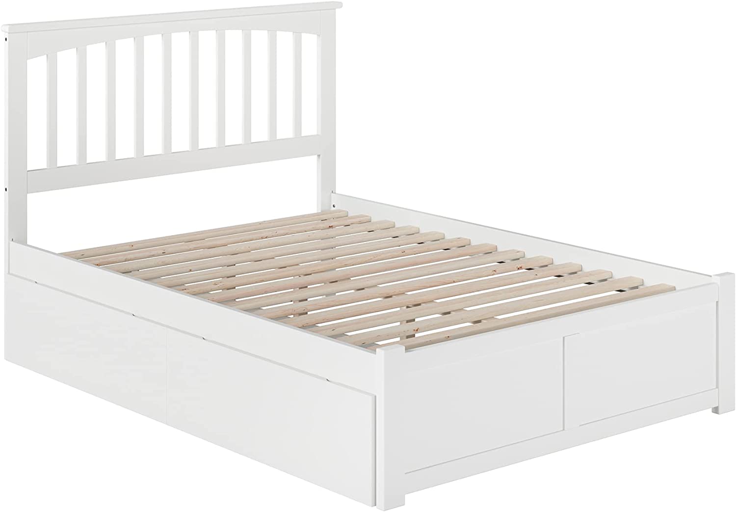 AFI Mission Platform Flat Panel Footboard and Turbo Charger with Urban Bed Drawers, Full, White