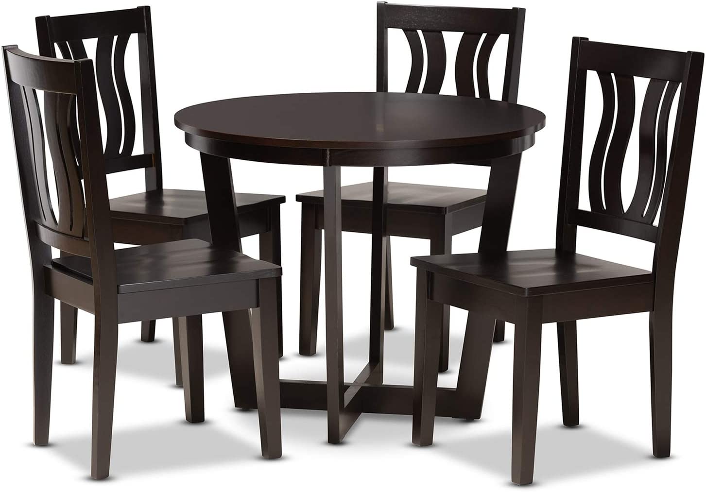 Baxton Studio Elodia Modern and Contemporary Transitional Dark Brown Finished Wood 5-Piece Dining Set