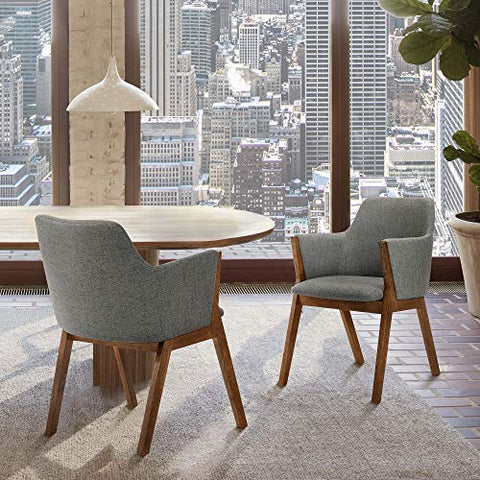 Armen Living Renzo Fabric Wood Dining Side Chairs-Set of 2, 18&#34; SH, Charcoal/Walnut