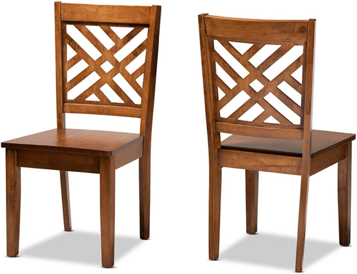 Baxton Studio Caron Modern and Contemporary Transitional Walnut Brown Finished Wood 2-Piece Dining Chair Set