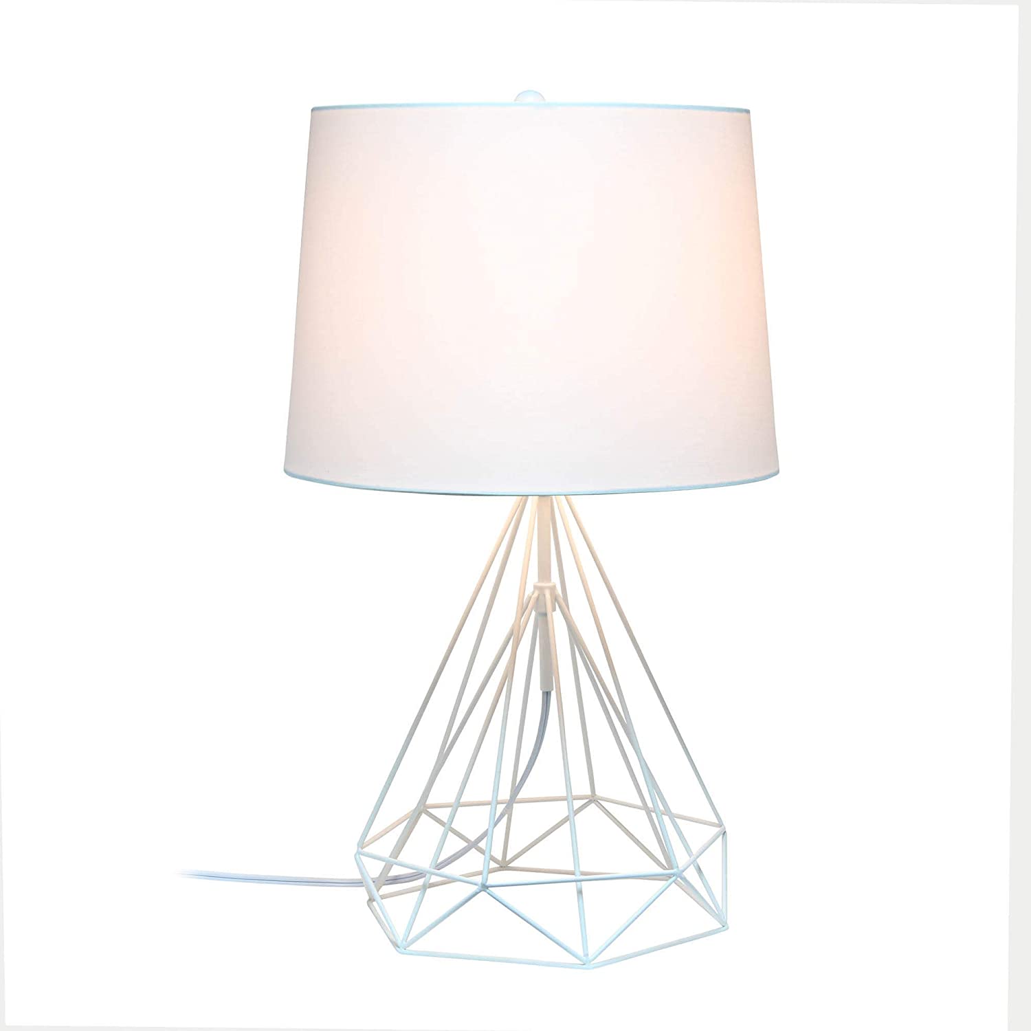 Lalia Home Decorative Geometric White Matte Wired Table Lamp with Fabric Shade