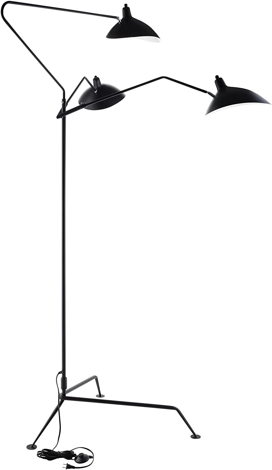 Modway View Contemporary Modern Steel Metal 3-Light Floor Lamp In Black