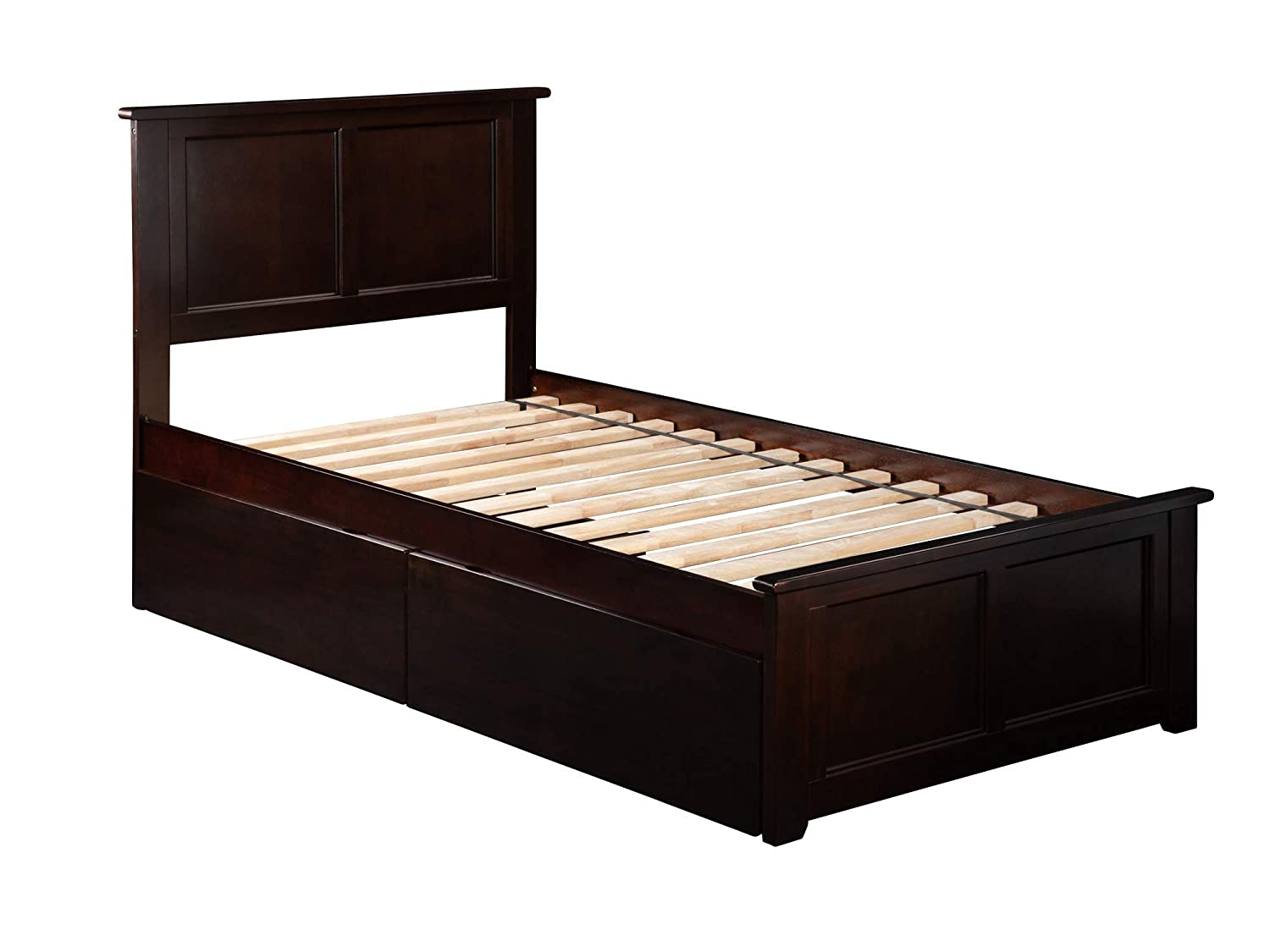 AFI Madison Platform Matching Footboard and Turbo Charger with Urban Bed Drawers, Twin XL, Espresso