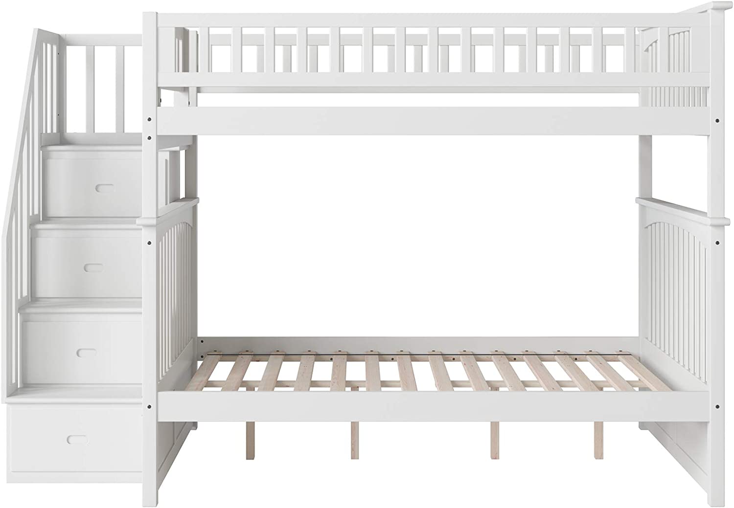 AFI Columbia Staircase Bunk with Turbo Charger, Full/Full, White