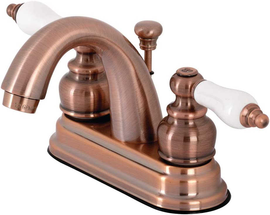 Kingston Brass KB561PLAC Restoration 4&#34; Centerset Bathroom Faucet, Antique Copper