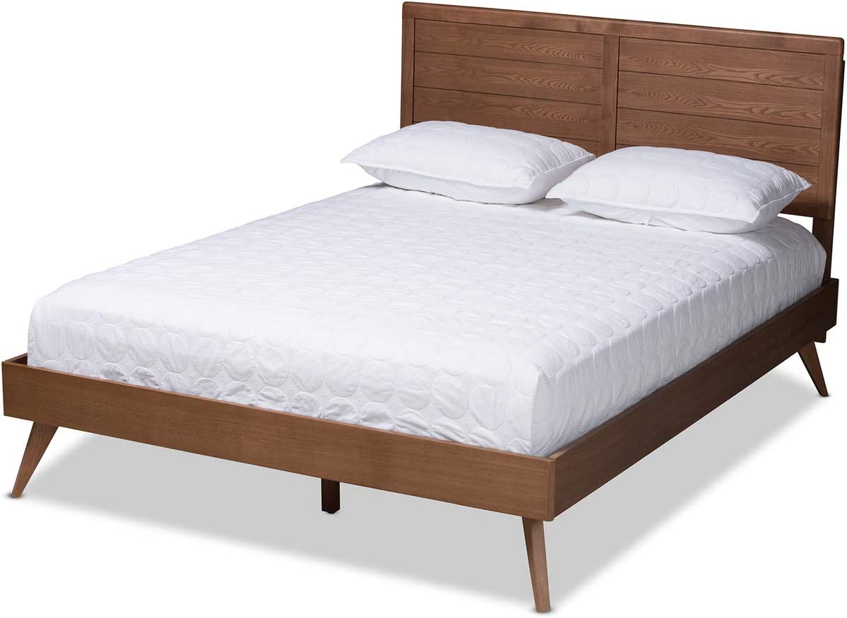 Baxton Studio Artemis Mid-Century Modern Walnut Brown Finished Wood Queen Size Platform Bed